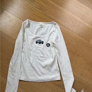 Aeropostale Bronco White Long Sleeve Tee